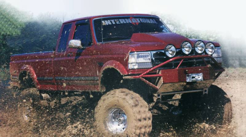 Fourwheeler_BigRed_Dec_01-2 Jason McKrill's "Big Red" 1995 Ford F-250 with the Banks Sidewinder Turbo System.