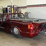 But this was not just any Pro Stock Truck, but an unusual Don Ness Racecraft built body/chassis with a swing arm rear suspension, instead of the conventional four link. Even the swing arm construction was different in that it offered six pivot point locations for suspension tuning rather than a single point as in a ladder bar style setup. It was also one of the lighter Pro Stock Trucks, and it was already painted RED, the only acceptable color for Gale’s race vehicles. Gale had to have it.