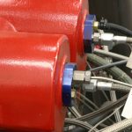Here’s just one example of a data collection point: Sensors at the end of the intake manifold record the temperature (the hard line) and the pressure (the braided line) of the air inside the manifold.