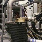 To simulate the chilling effect of an air-to-air intercooler mounted on a moving vehicle, the Banks’ dyno uses these air-to-water intercoolers, which are charge-air coolers used with Cummins diesels in marine applications.