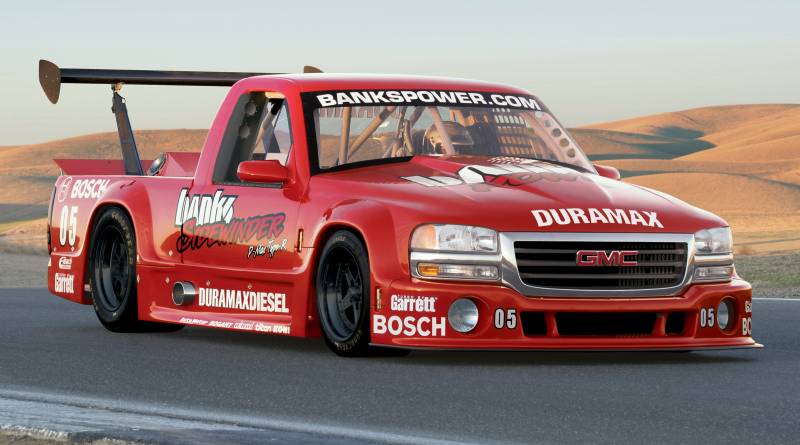 Type-R on the track Banks Sidewinder GMC Sierra on the track making its rounds