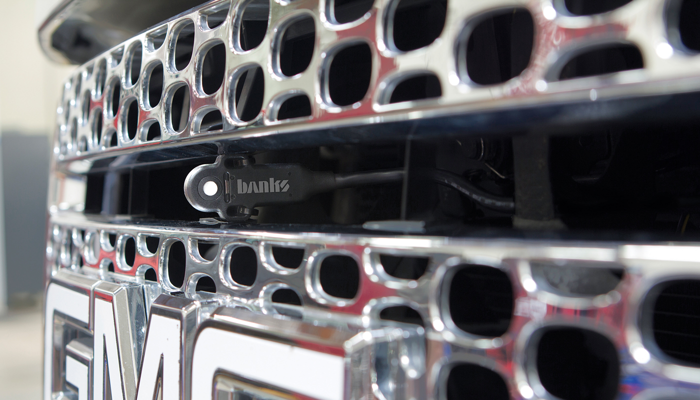 Banks AirMouse Ambient Air Density sensor module placed in the front grill
