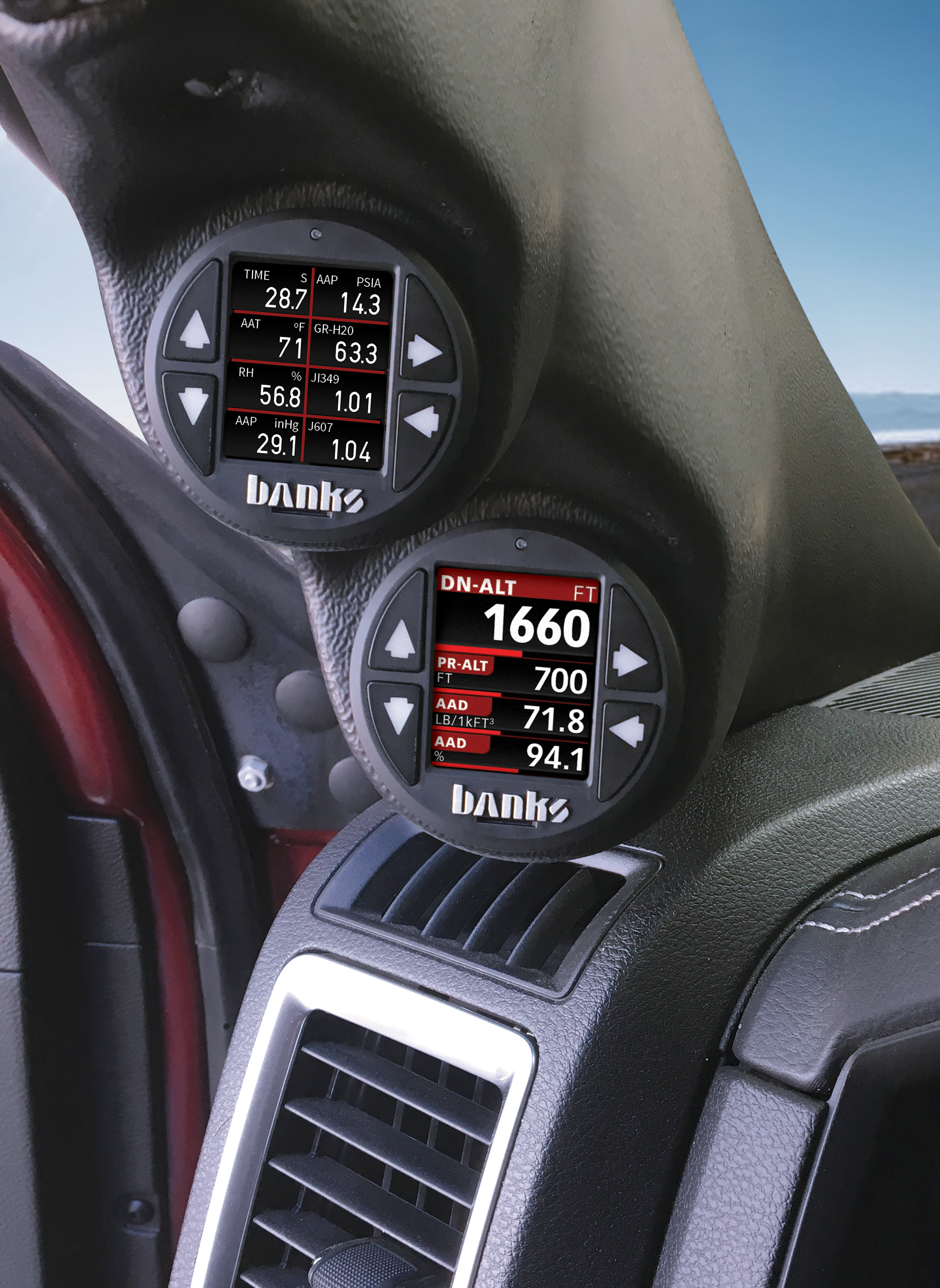 Banks AirMouse Ambient Air Density sensor module along with Banks iDash can display multiple Density parameters.