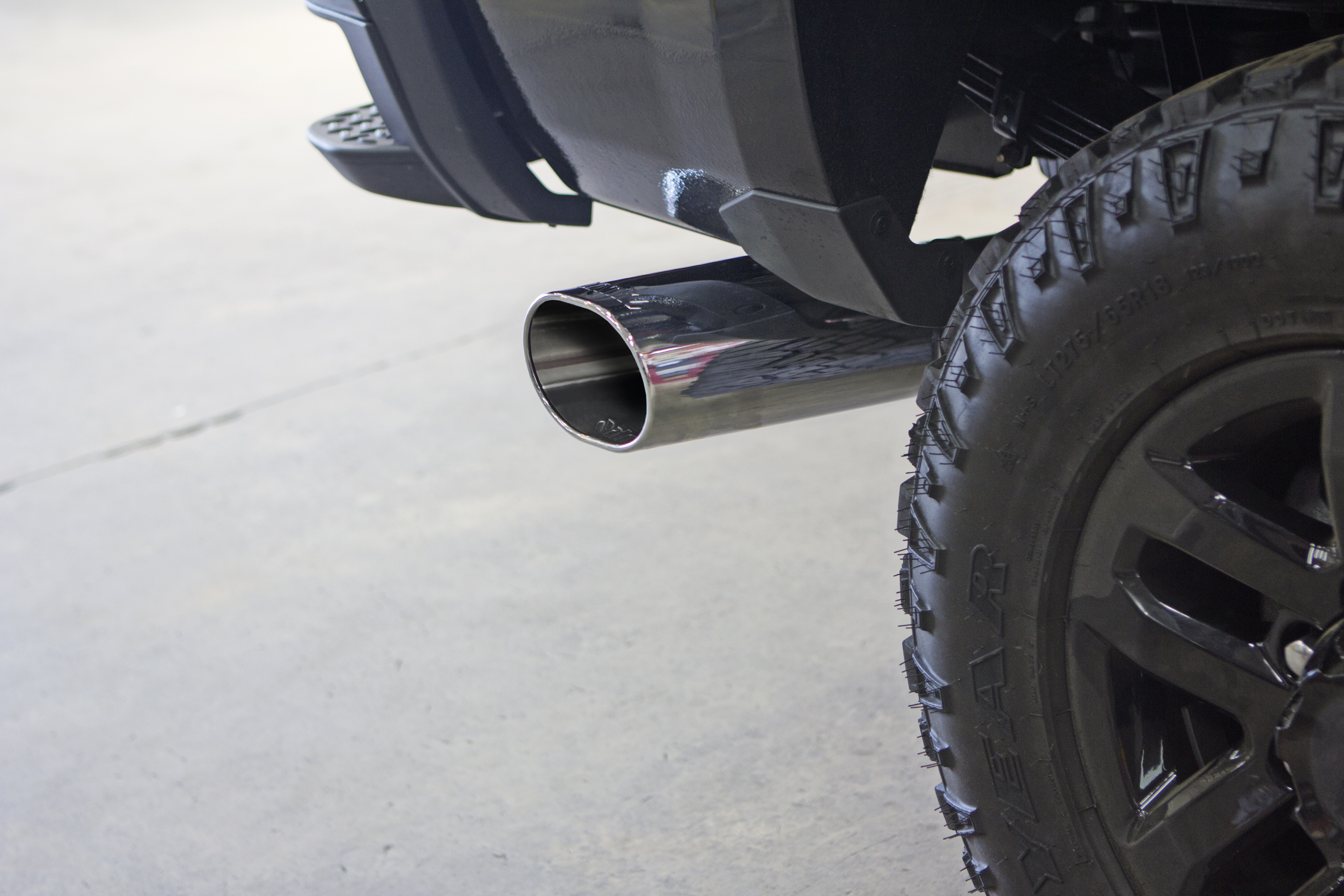 Banks 4 Inch Monster Exhaust with CoolCuff and chrome plated stainless tip.