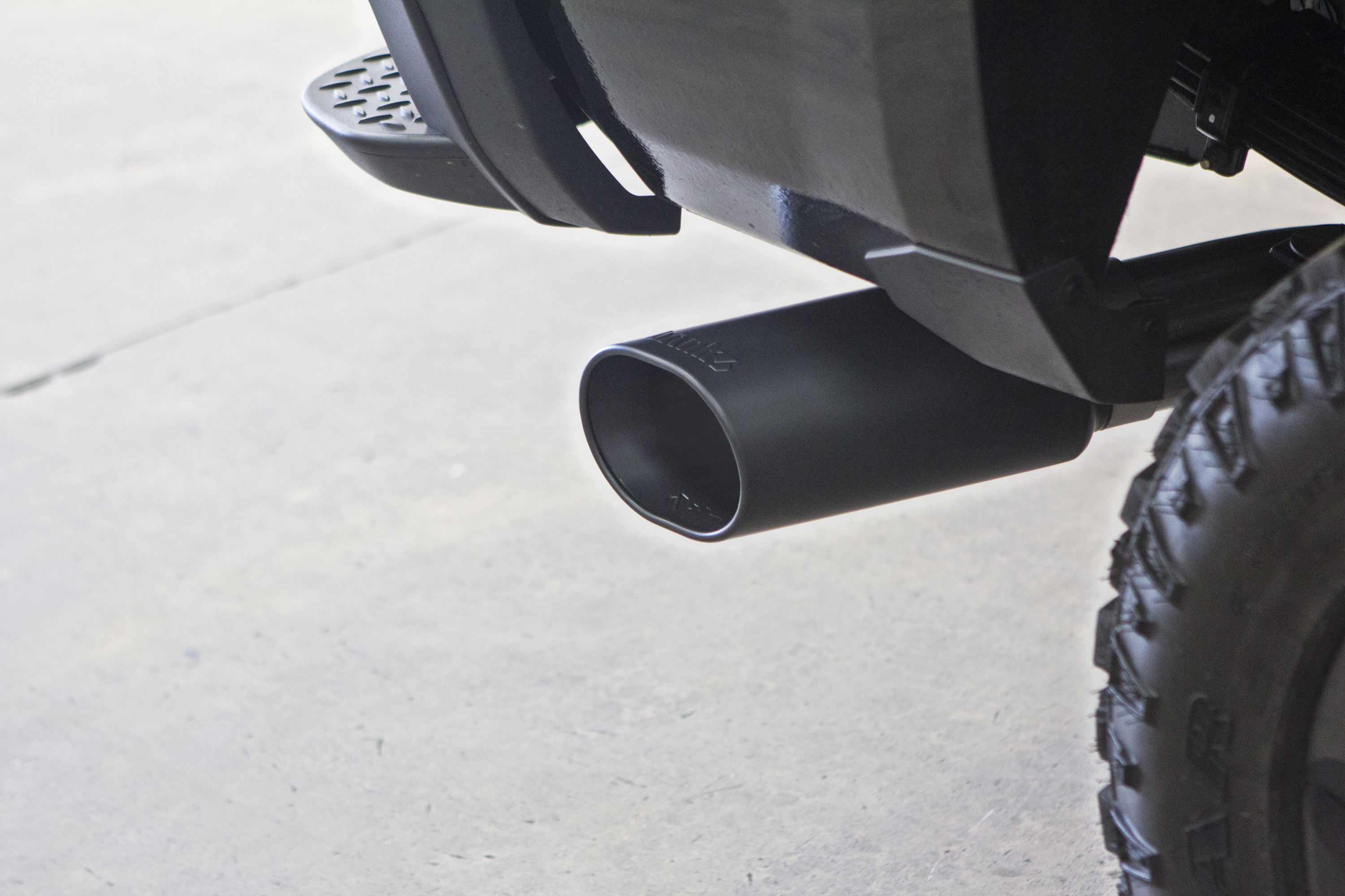 Banks 4 Inch Monster Exhaust with CoolCuff and matte black tip.