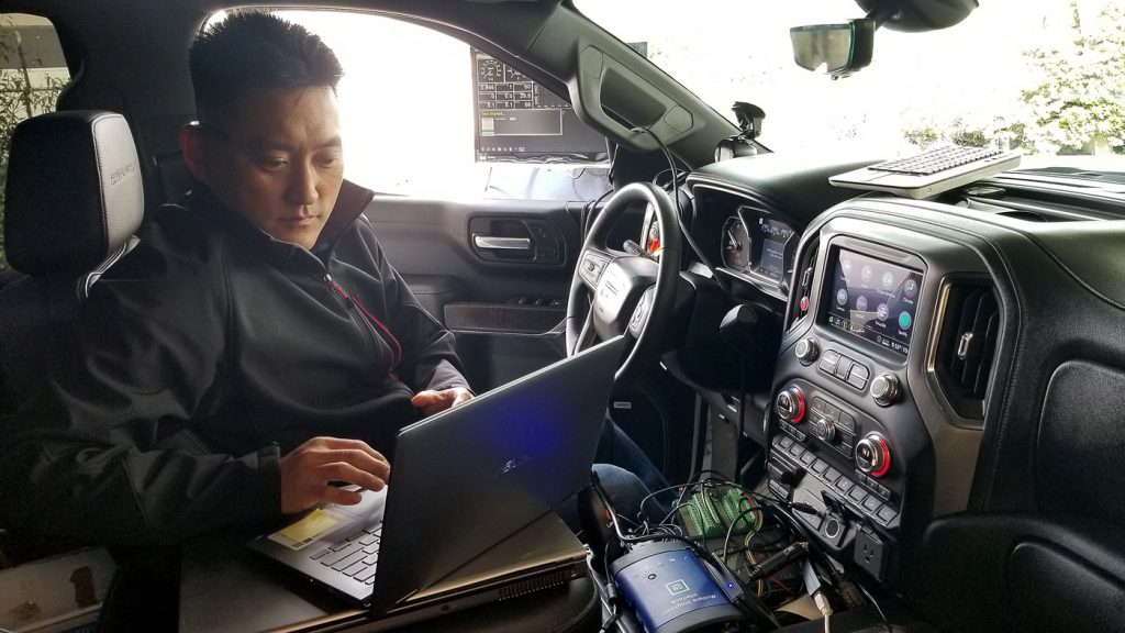 Engineers testing Derringer module on 3.0 Duramax truck