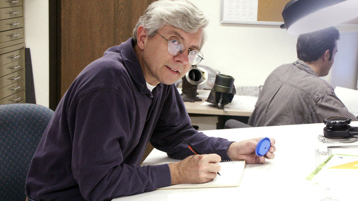 Bob Rowe at the drafting table