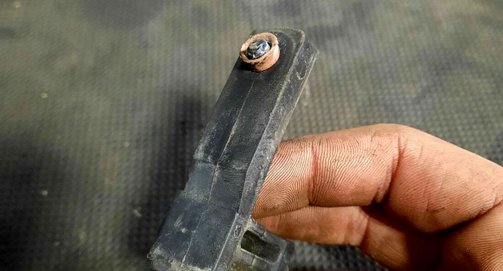 The damage done by the bolt.
