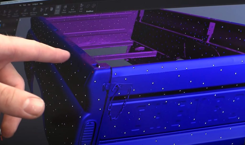 The dots all over the truck help Eric with digitizing the Chevy