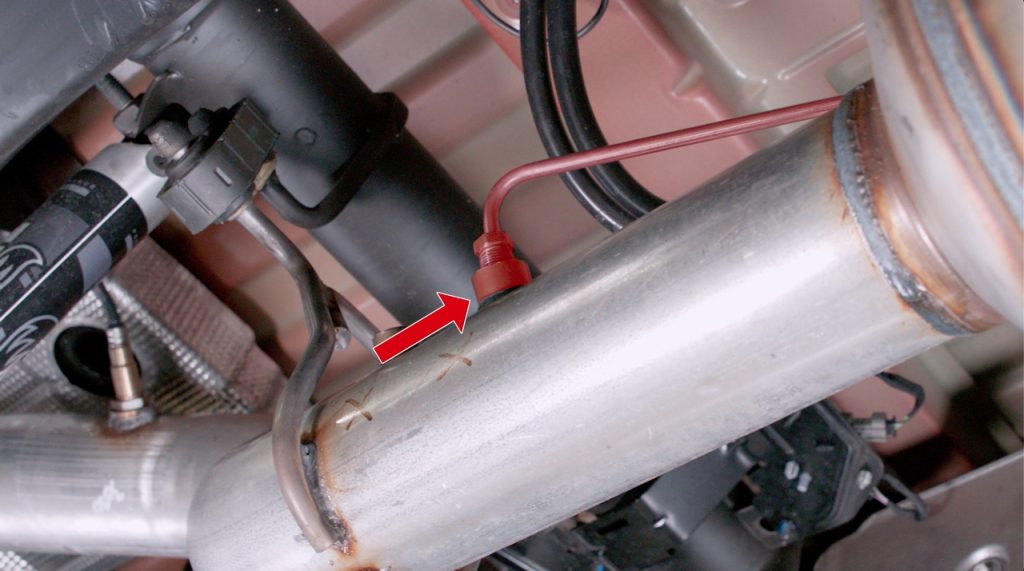 Short bed sensor location is near the DPF