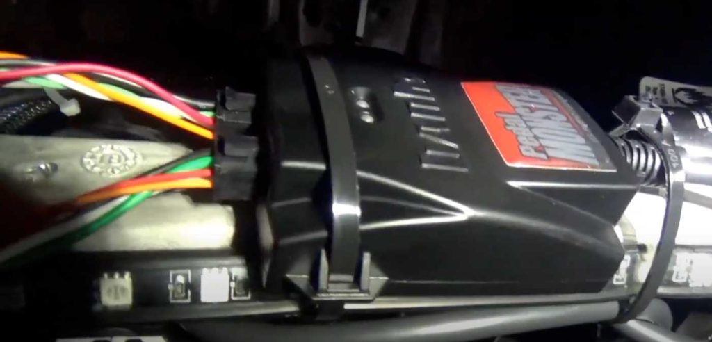 The PedalMonster tucked away neatly under the dash of the 2021 EcoDiesel