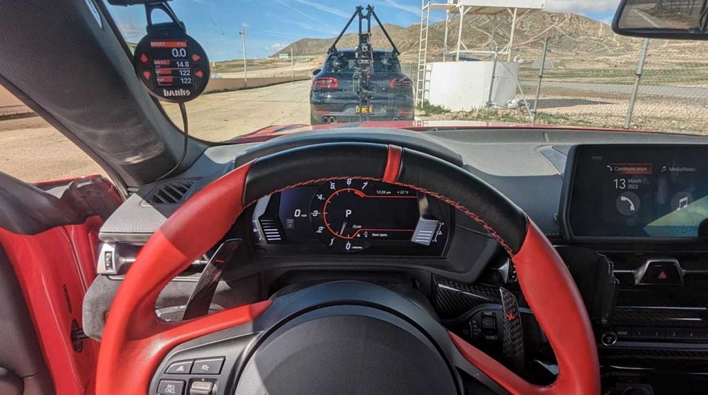 Interior of Toyota Supra with iDash mounted 