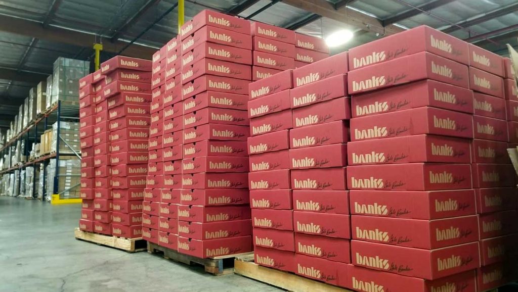 Stack of packages filled with Banks Ram-Air Diff Covers are waiting to leave our shipping department as we gear up for summer trips.