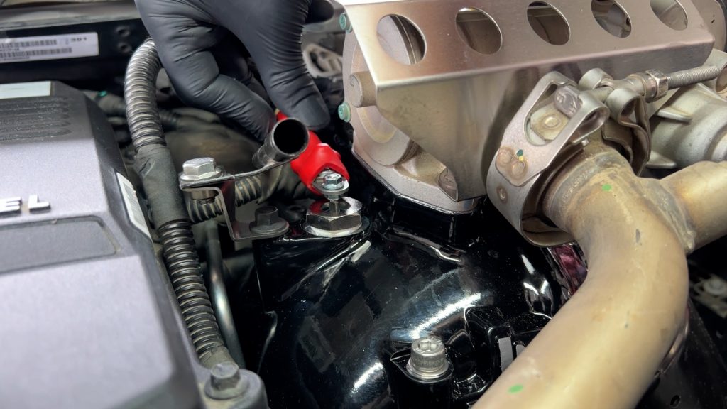 Place heater cable on stud