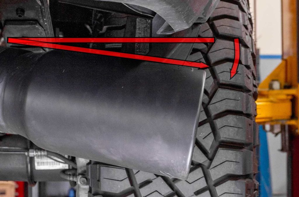 We recommend placing the exhaust tip a few degrees down to allow condensation to drain.