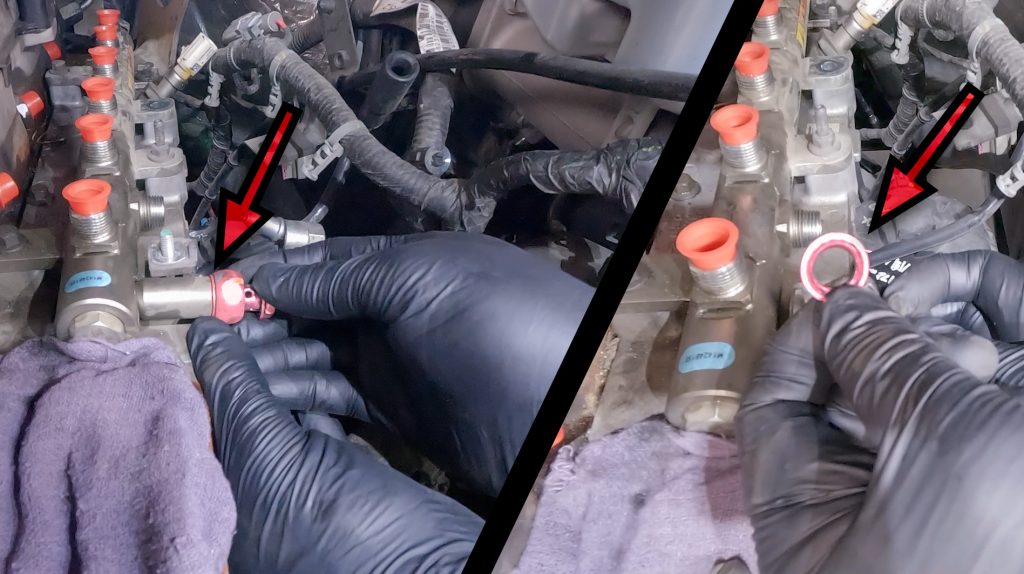 Remove banjo bolt and washer