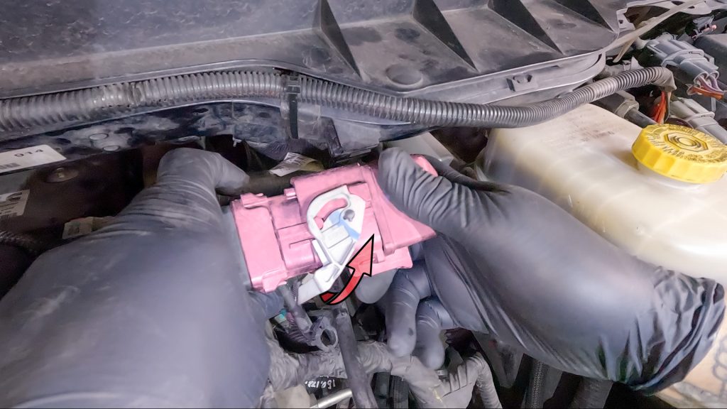 Connect Engine Main Harness, lock the plug by rotating