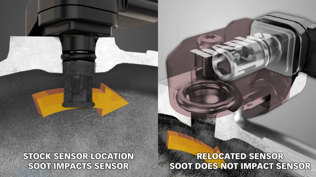 MAP sensor mounted on a diesel engine