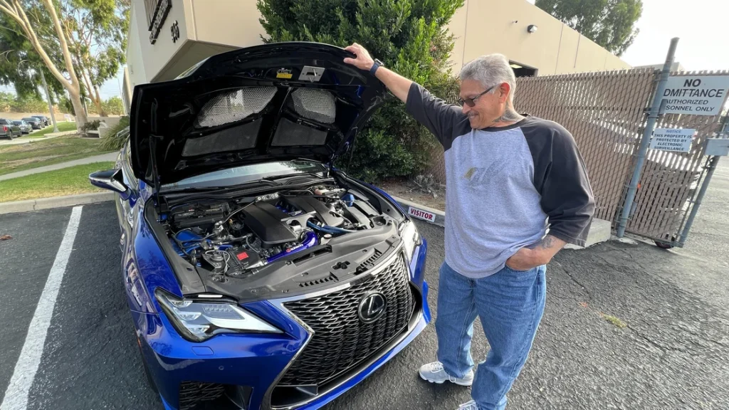 Lexus 5.0L engine bay with Banks Power iDash and PedalMonster installed