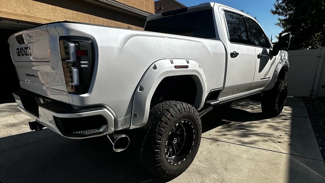 Monster Exhaust side exit on GMC Denali HD