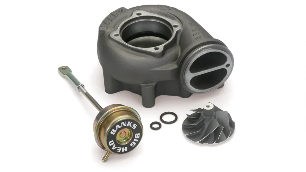 Close-up of upgraded turbocharger in Ford F-250