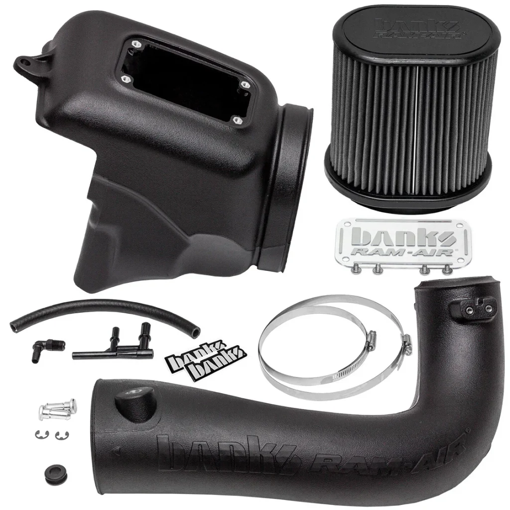 A Banks Ram-Air Intake system installed on a Jeep Wrangler 2.0L turbo engine.