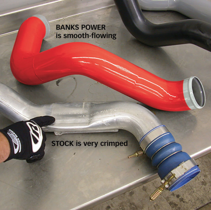 Banks Ram-Air Intake and Techni-Cooler installed on a Ford 6.0L Power Stroke engine.