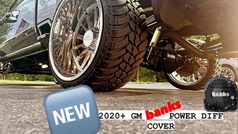 : Banks Ram-Air Differential Cover installed on a truck rear axle