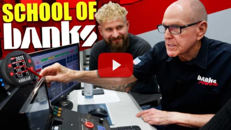 Gale Banks with Canadian diesel mechanic Kyle from Dark Iron Diesel at Banks Power
