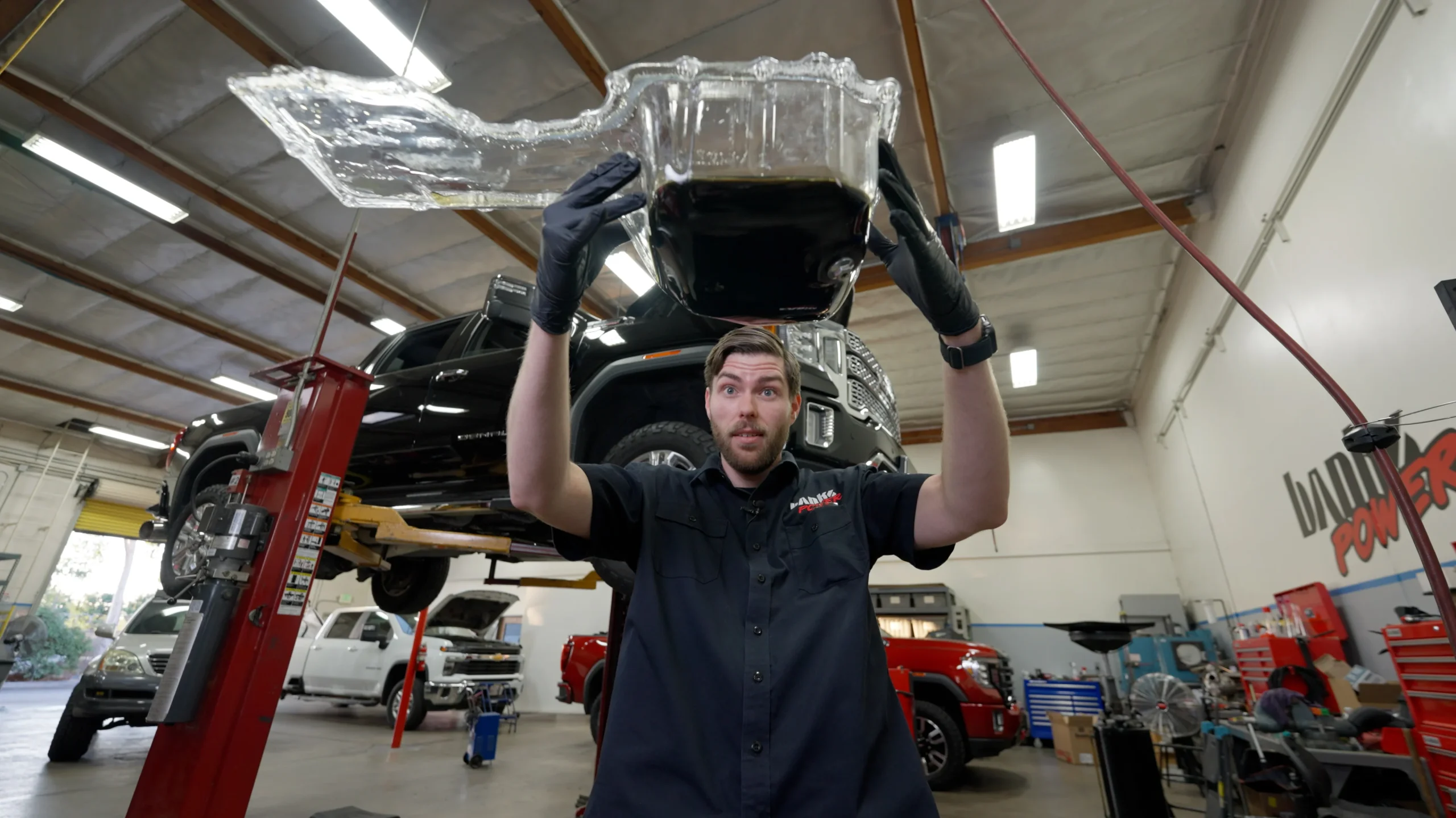 The Banks CoolRunner lower oil pan replaces the factory stamped-steel pan, providing complete drainage, +2 quarts capacity, and FlowThru cooling fins